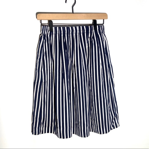 4 J. Crew Merchandile Navy Striped Pleated Skirt - Picture 4 of 10